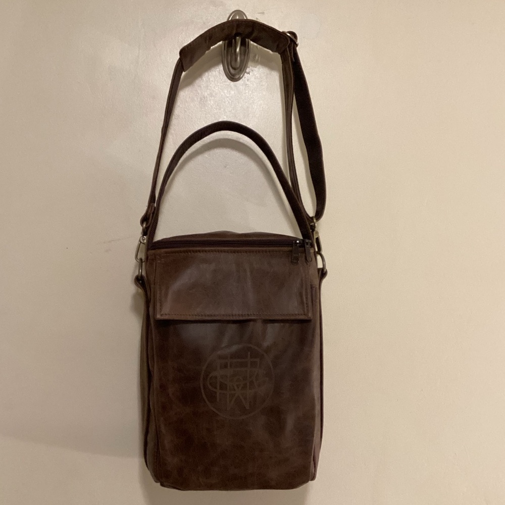 Chill n Go Two Bottle Bag, Dark Brown Leather